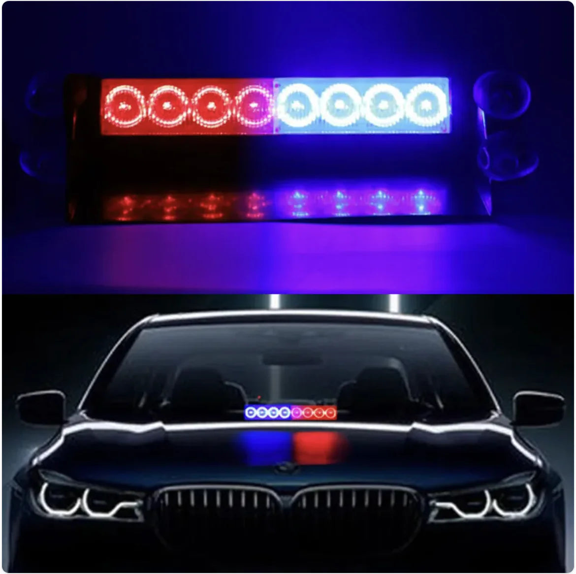 Front Windshield Shovel with 8-LED Red & Blue Flashing Lights